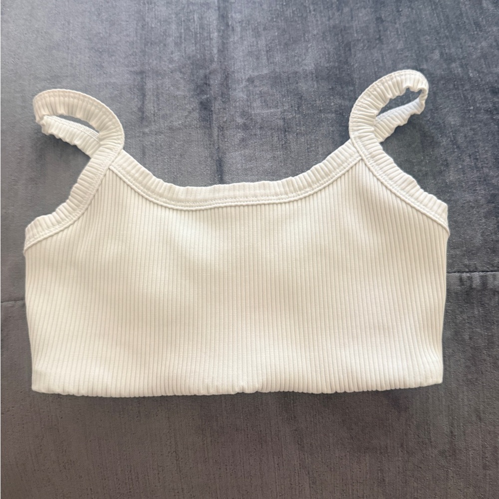 Year of Ours Ribbed Cream Crop Tank Top Bra— Small